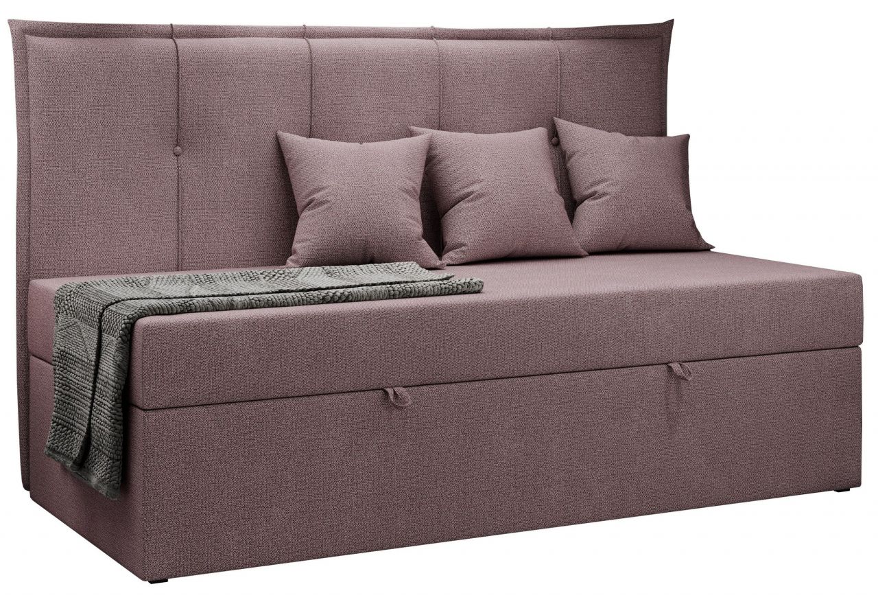 Łóżko młodzieżowe BANCO 90x200 - H3 - różowy, struktura - topper T25