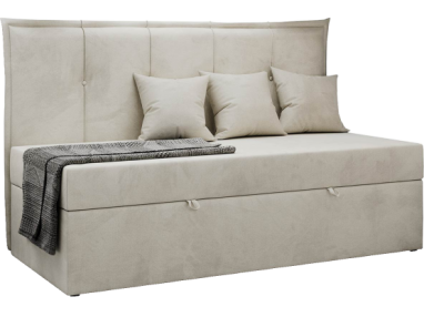 Łóżko młodzieżowe BANCO 90x200 - H3 - beżowy, welwet - topper T25