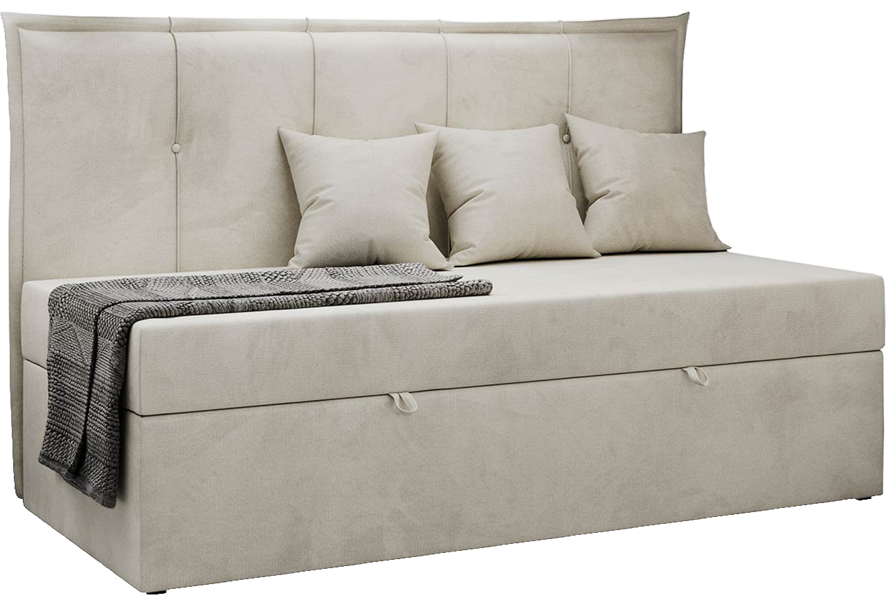 Łóżko młodzieżowe BANCO 90x200 - H3 - beżowy, welwet - topper T25