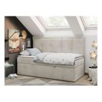 Łóżko młodzieżowe BANCO 90x200 - H3 - beżowy, welwet - topper T25