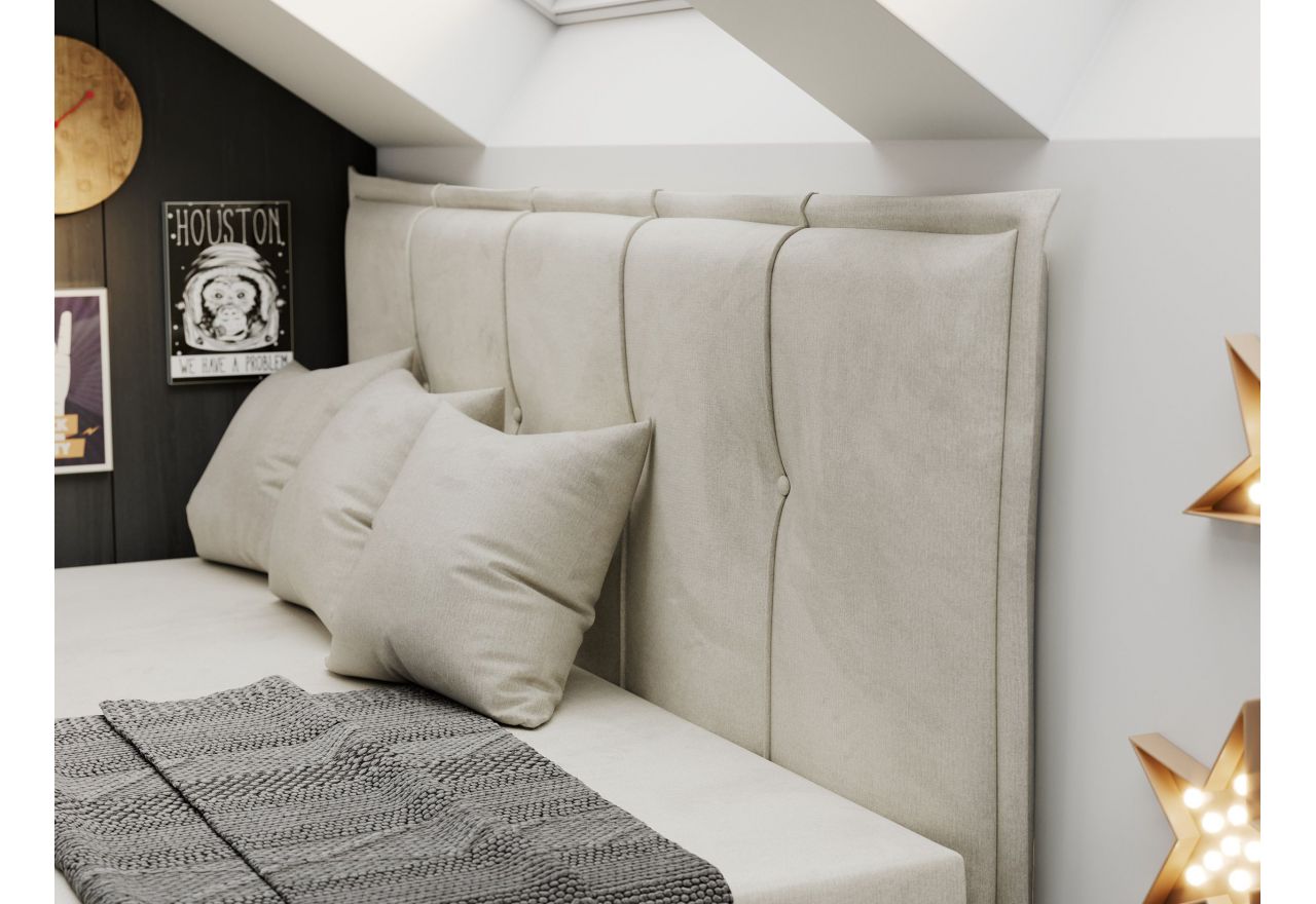 Łóżko młodzieżowe BANCO 90x200 - H3 - beżowy, welwet - topper T25