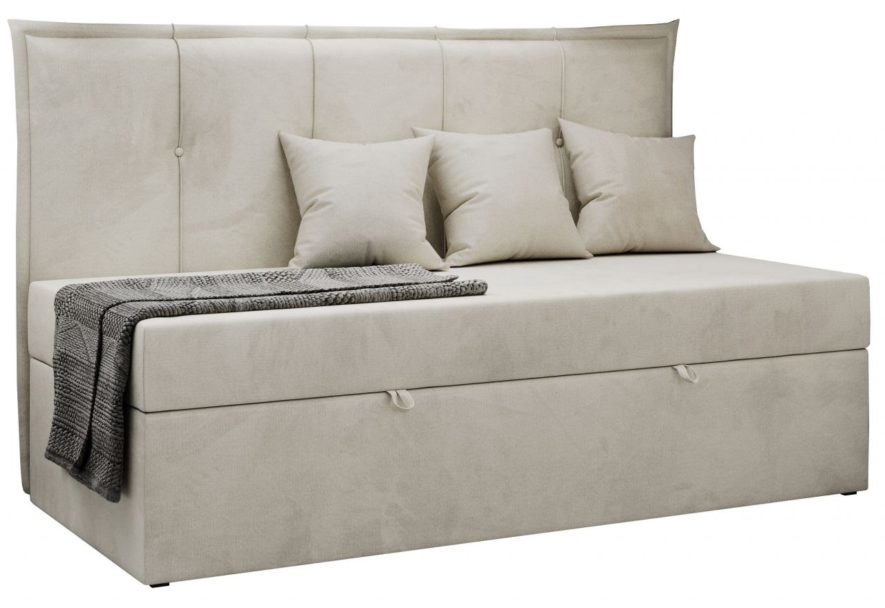 Łóżko młodzieżowe BANCO 90x200 - H3 - beżowy, welwet - topper T25