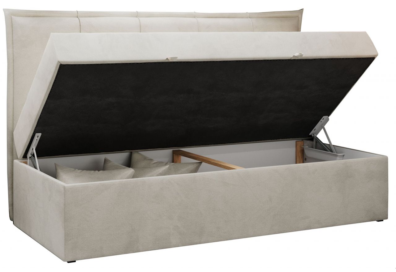 Łóżko młodzieżowe BANCO 90x200 - H3 - beżowy, welwet - topper T25