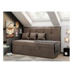 Łóżko młodzieżowe BANCO 90x200 - H3 - brązowy, welwet - topper T25