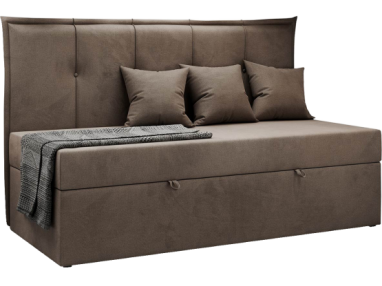 Łóżko młodzieżowe BANCO 90x200 - H3 - brązowy, welwet - topper T25