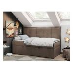Łóżko młodzieżowe BANCO 90x200 - H3 - brązowy, welwet - topper T25