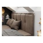 Łóżko młodzieżowe BANCO 90x200 - H3 - brązowy, welwet - topper T25