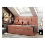 Łóżko młodzieżowe BANCO 90x200 - H3 - różowy, welwet - topper T25