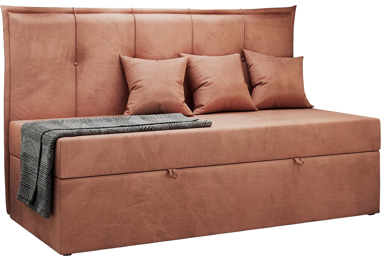 Łóżko młodzieżowe BANCO 90x200 - H3 - różowy, welwet - topper T25