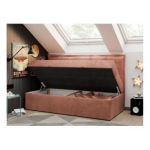 Łóżko młodzieżowe BANCO 90x200 - H3 - różowy, welwet - topper T25