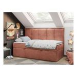 Łóżko młodzieżowe BANCO 90x200 - H3 - różowy, welwet - topper T25