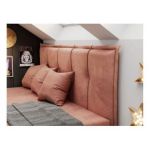 Łóżko młodzieżowe BANCO 90x200 - H3 - różowy, welwet - topper T25