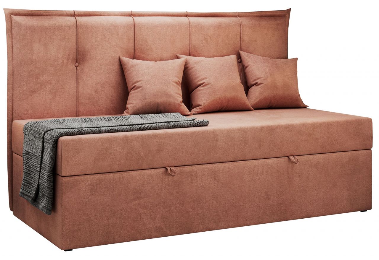 Łóżko młodzieżowe BANCO 90x200 - H3 - różowy, welwet - topper T25