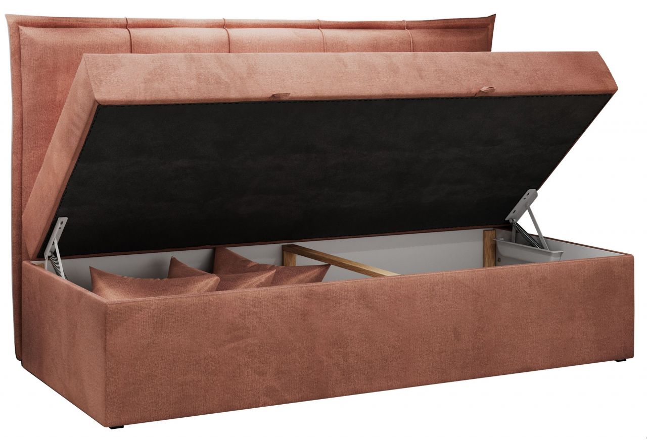 Łóżko młodzieżowe BANCO 90x200 - H3 - różowy, welwet - topper T25