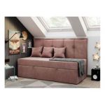 Łóżko młodzieżowe BANCO 90x200 - H3 - różowy, welwet - topper T25