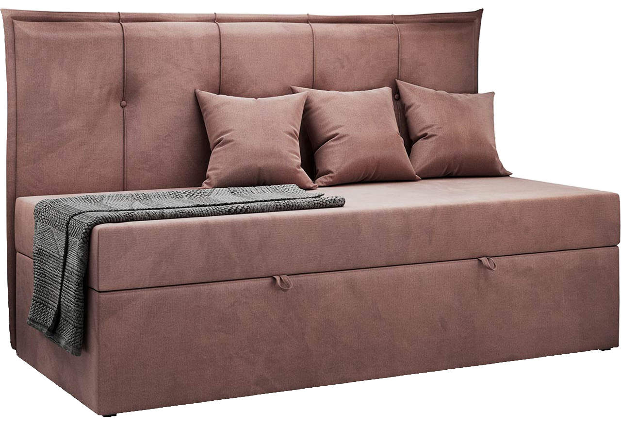 Łóżko młodzieżowe BANCO 90x200 - H3 - różowy, welwet - topper T25