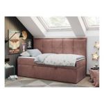 Łóżko młodzieżowe BANCO 90x200 - H3 - różowy, welwet - topper T25