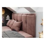 Łóżko młodzieżowe BANCO 90x200 - H3 - różowy, welwet - topper T25