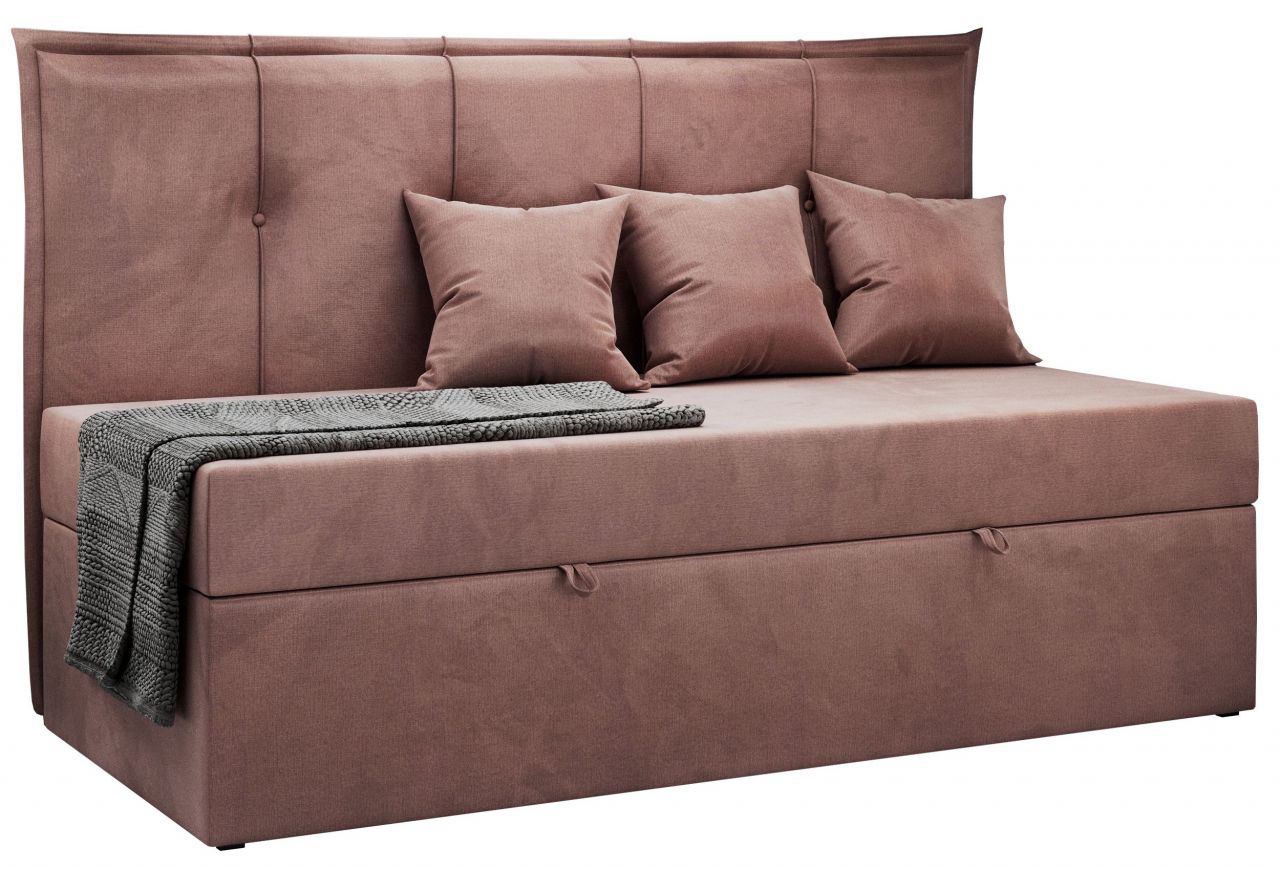 Łóżko młodzieżowe BANCO 90x200 - H3 - różowy, welwet - topper T25