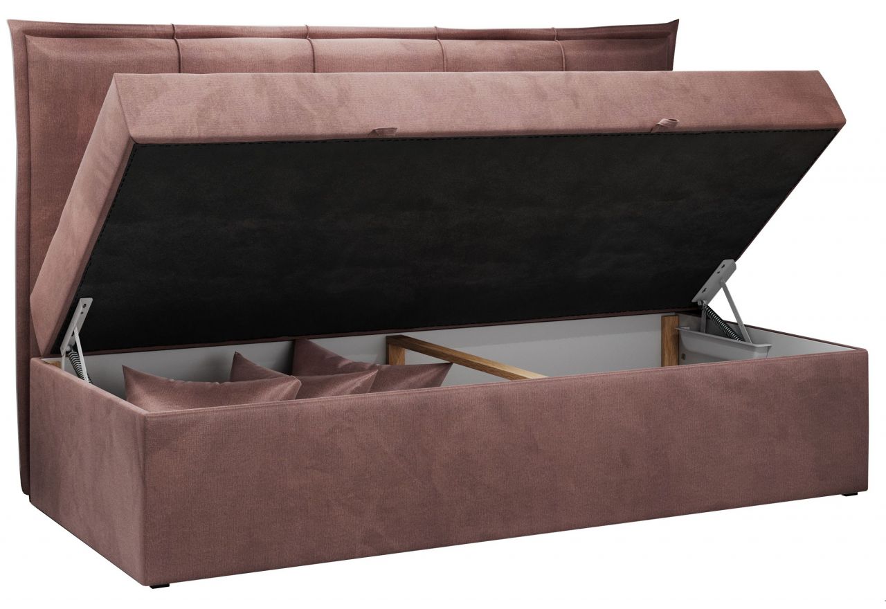 Łóżko młodzieżowe BANCO 90x200 - H3 - różowy, welwet - topper T25