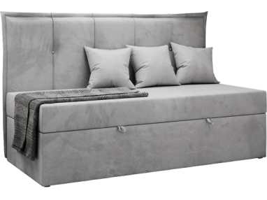 Łóżko młodzieżowe BANCO 90x200 - H3 - jasnoszary, welwet - topper T25