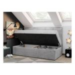 Łóżko młodzieżowe BANCO 90x200 - H3 - jasnoszary, welwet - topper T25