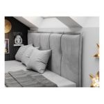 Łóżko młodzieżowe BANCO 90x200 - H3 - jasnoszary, welwet - topper T25