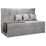 Łóżko młodzieżowe BANCO 90x200 - H3 - jasnoszary, welwet - topper T25