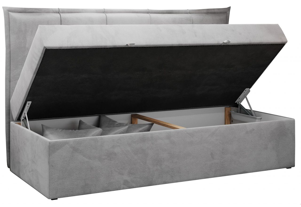 Łóżko młodzieżowe BANCO 90x200 - H3 - jasnoszary, welwet - topper T25