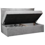 Łóżko młodzieżowe BANCO 90x200 - H3 - jasnoszary, welwet - topper T25