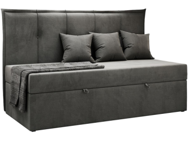 Łóżko młodzieżowe BANCO 90x200 - H3 - ciemnoszary, welwet - topper T25