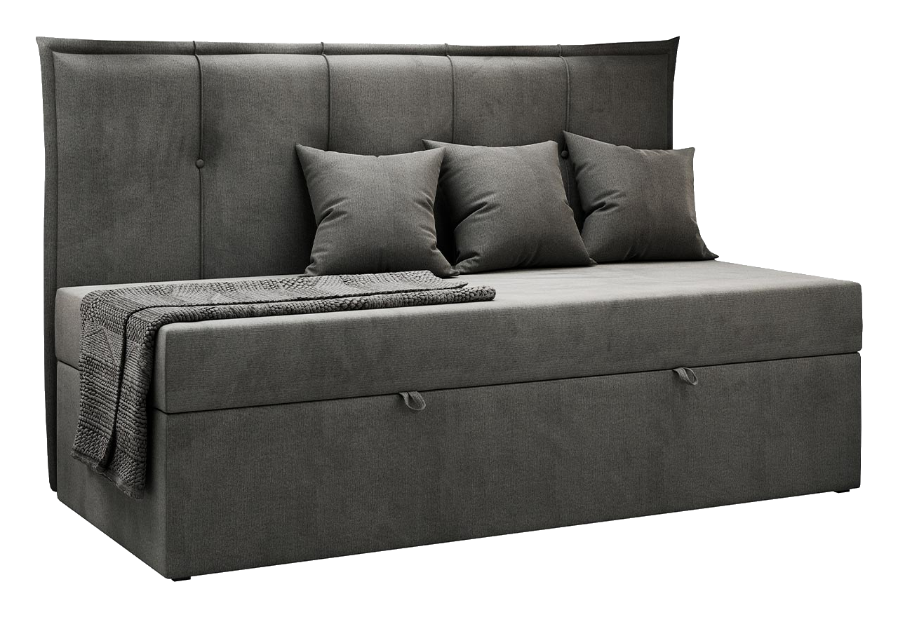 Łóżko młodzieżowe BANCO 90x200 - H3 - ciemnoszary, welwet - topper T25
