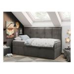 Łóżko młodzieżowe BANCO 90x200 - H3 - ciemnoszary, welwet - topper T25
