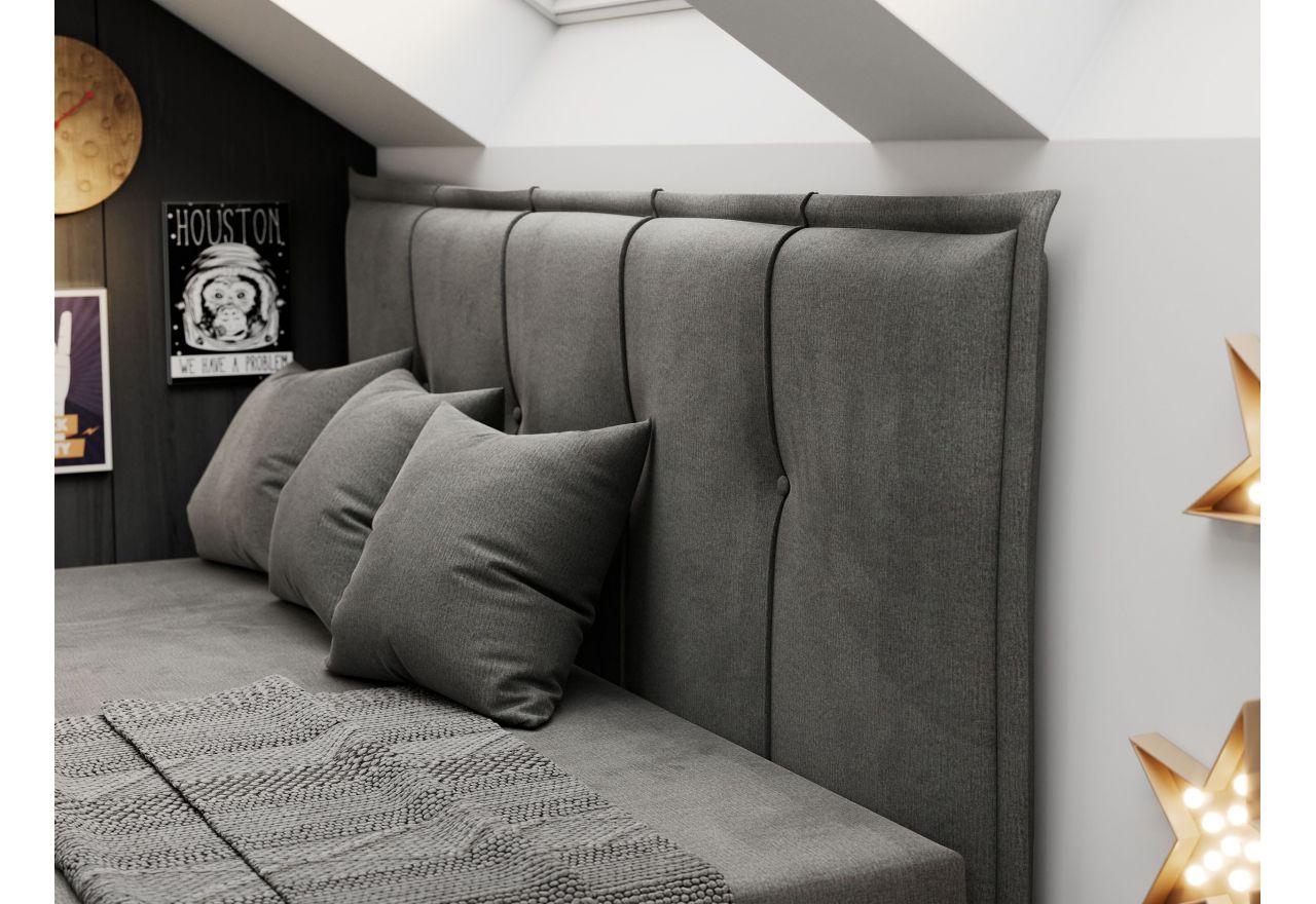 Łóżko młodzieżowe BANCO 90x200 - H3 - ciemnoszary, welwet - topper T25