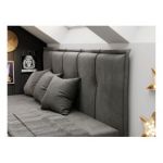 Łóżko młodzieżowe BANCO 90x200 - H3 - ciemnoszary, welwet - topper T25