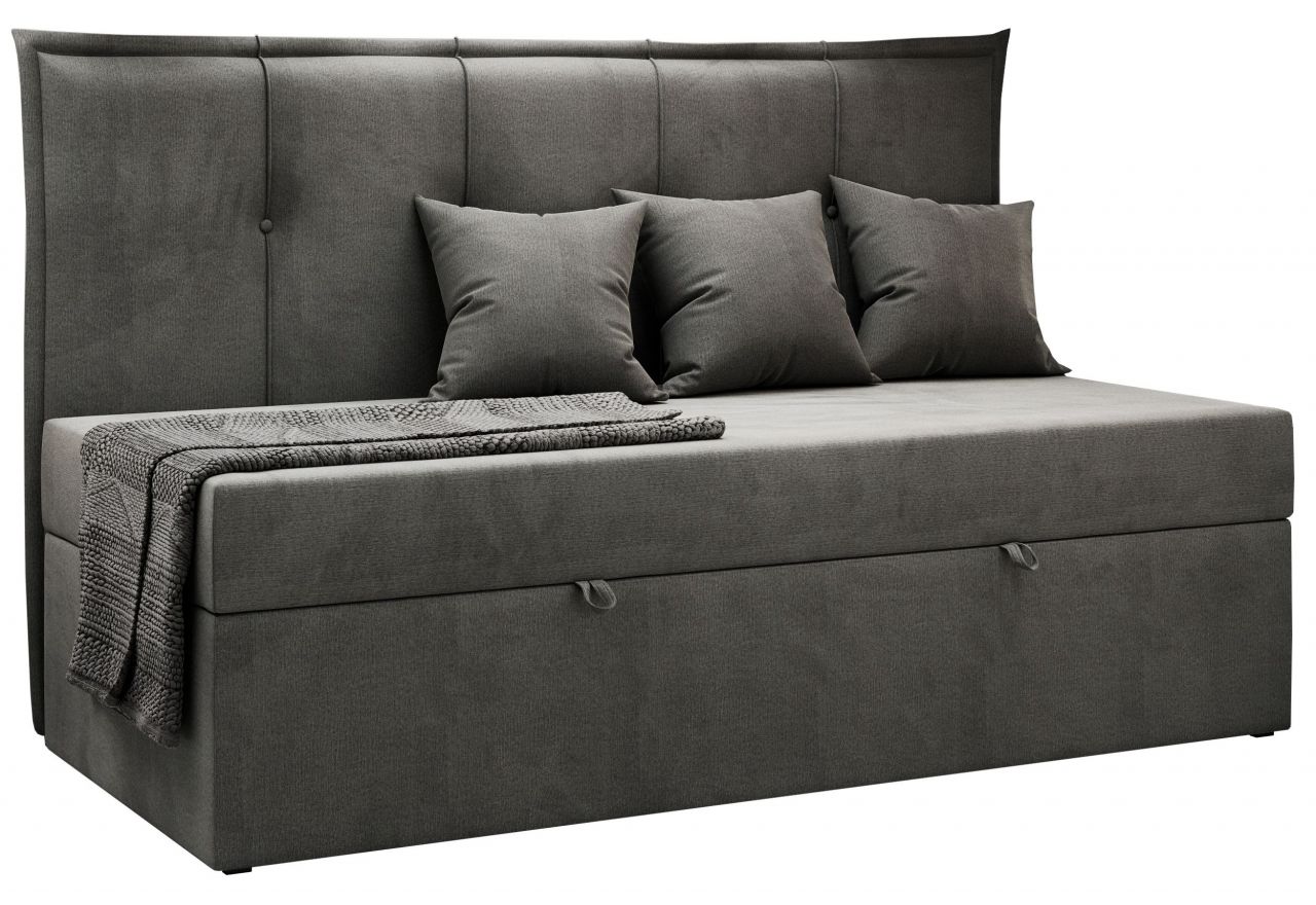 Łóżko młodzieżowe BANCO 90x200 - H3 - ciemnoszary, welwet - topper T25