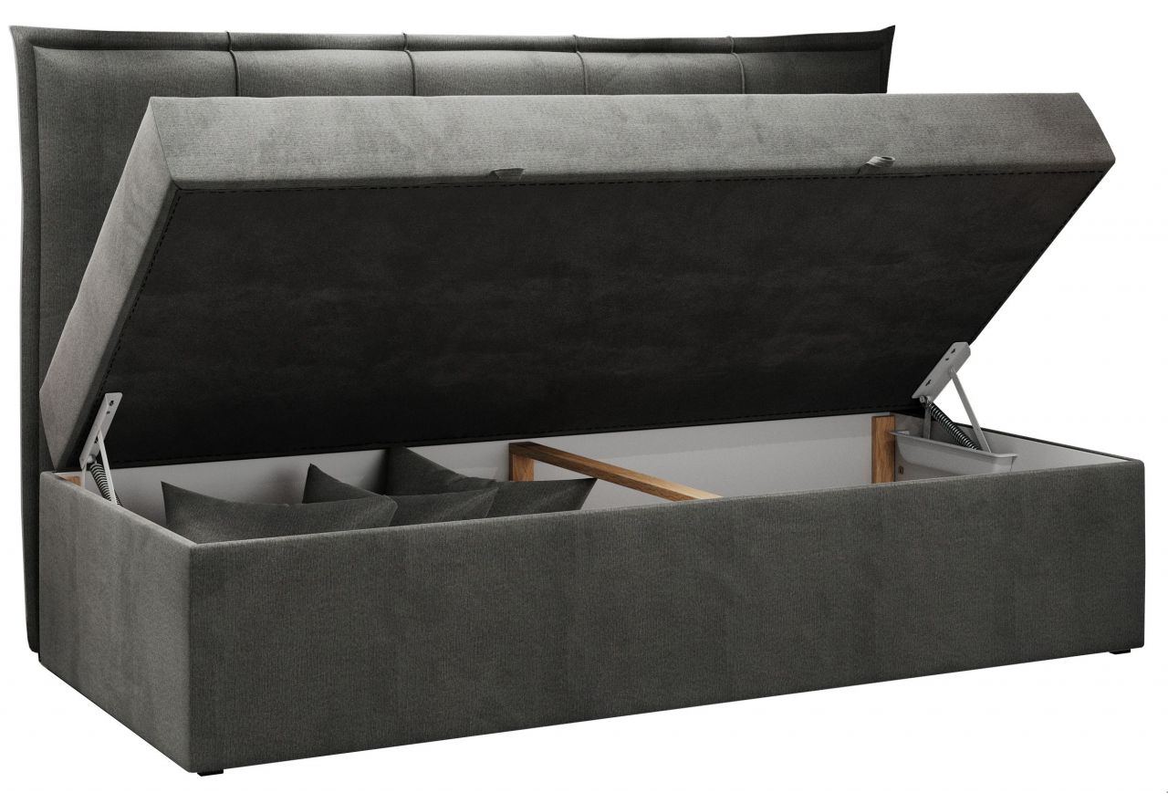 Łóżko młodzieżowe BANCO 90x200 - H3 - ciemnoszary, welwet - topper T25