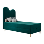 Łóżko młodzieżowe FLOW 90x180 - H3 - ciemnozielony, welwet - topper T25