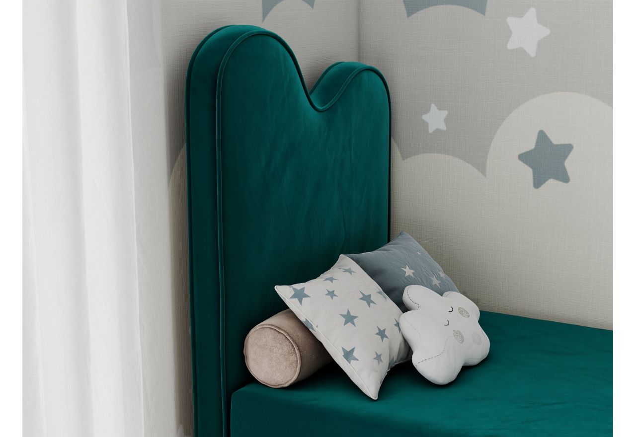 Łóżko młodzieżowe FLOW 90x180 - H3 - ciemnozielony, welwet - topper T25