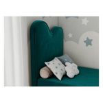 Łóżko młodzieżowe FLOW 90x180 - H3 - ciemnozielony, welwet - topper T25