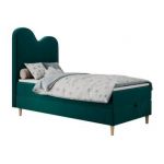 Łóżko młodzieżowe FLOW 90x180 - H3 - ciemnozielony, welwet - topper T25