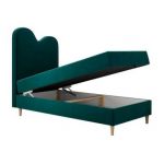 Łóżko młodzieżowe FLOW 90x180 - H3 - ciemnozielony, welwet - topper T25
