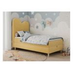 Łóżko młodzieżowe FLOW 90x180 - H3 - żółty, welwet - topper T25
