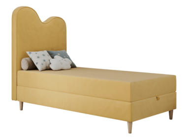 Łóżko młodzieżowe FLOW 90x180 - H3 - żółty, welwet - topper T25