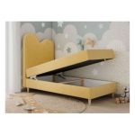 Łóżko młodzieżowe FLOW 90x180 - H3 - żółty, welwet - topper T25