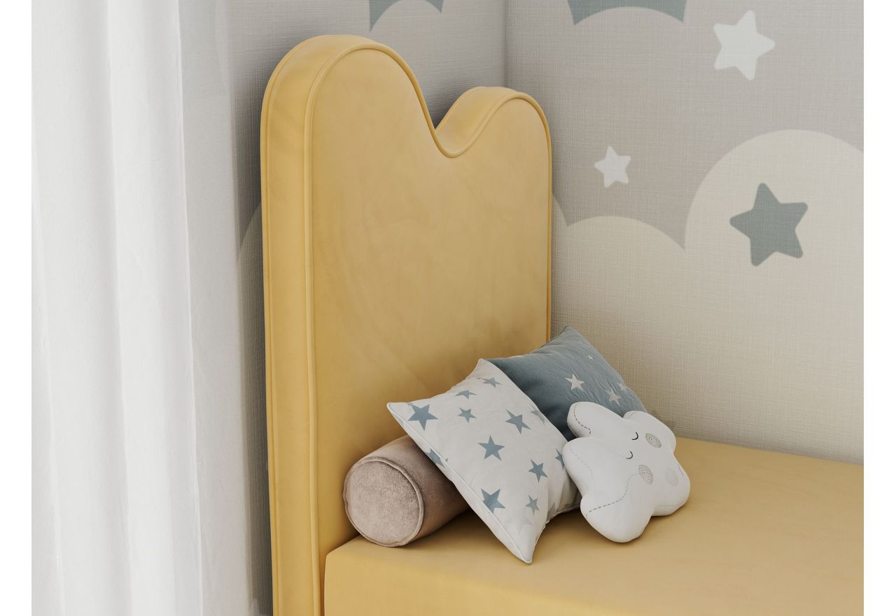 Łóżko młodzieżowe FLOW 90x180 - H3 - żółty, welwet - topper T25