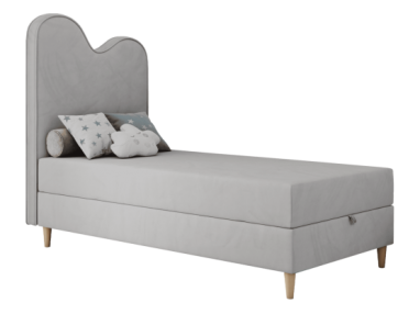 Łóżko młodzieżowe FLOW 90x180 - H3 - jasnoszary, welwet - topper T25