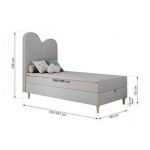 Łóżko młodzieżowe FLOW 90x180 - H3 - jasnoszary, welwet - topper T25