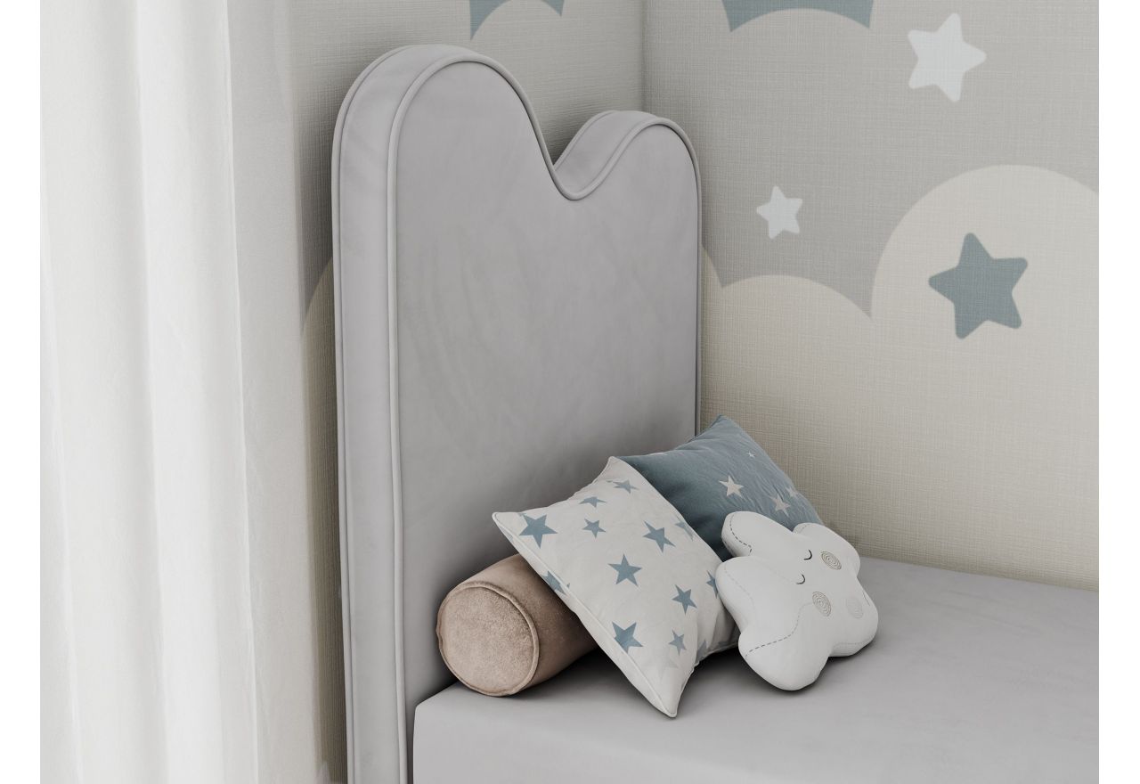 Łóżko młodzieżowe FLOW 90x180 - H3 - jasnoszary, welwet - topper T25