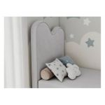 Łóżko młodzieżowe FLOW 90x180 - H3 - jasnoszary, welwet - topper T25